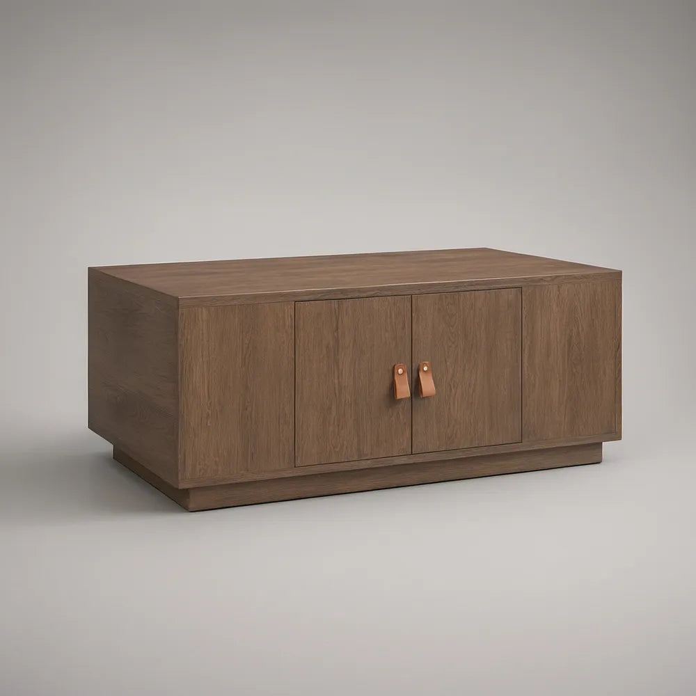Konferenční stolek se skříňkou, 100 × 60 × 45 cm, MDF, dekor tmavého dubu, hnědý